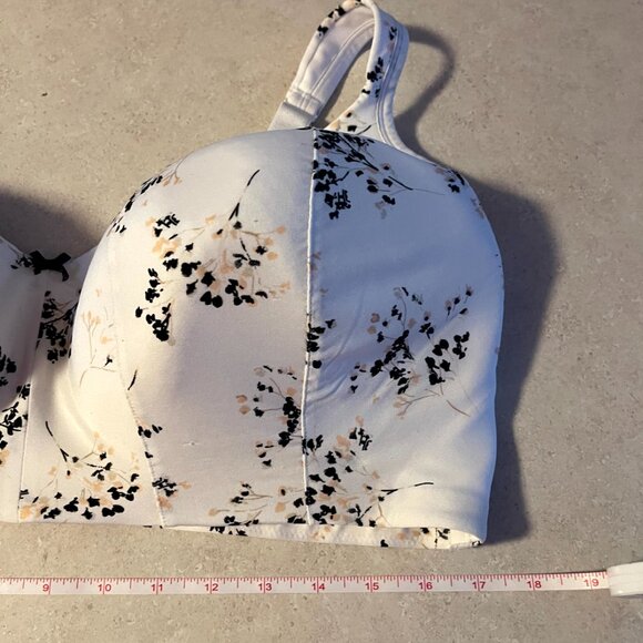 Cacique Women's Bra 44F Lightly Lined Full Coverage No-Wire White Floral - Picture 3 of 9